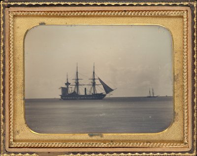 H.M.S. Dauntless at Anchor i Carlisle Bay, Barbados av Unknown 19th Century