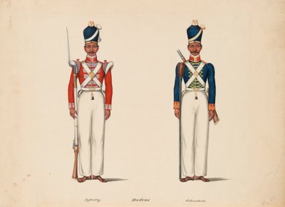 10:e Madras infödda infanteri och Madras artilleri av Unknown artist