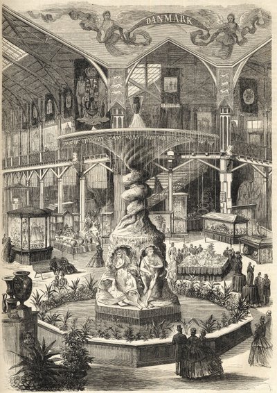 1866 Stockholm Expo - konst- och industrikonstutställning - Stockholmsutstallningen 1866 - Stockholm - Stora Konst- och Industriutställningen - The Great Nef - Fontaine Molin - av Unknown artist