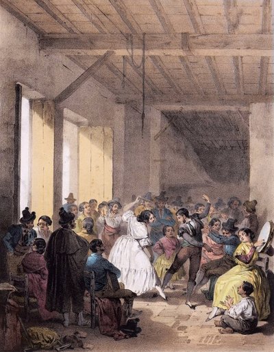Bohemisk bal från 1800-talet - Zigenarnas dans på 1800-talet av Unknown artist