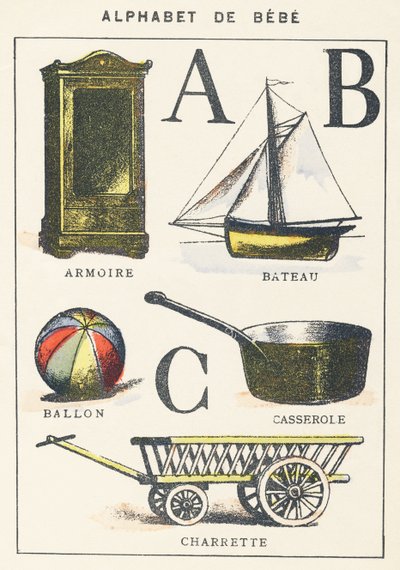 A B C: skåp, båt, ballong, kruka, vagn av Unknown artist