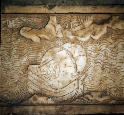 Ett genuesiskt skepp. Detalj av marmorrelief av Unknown artist
