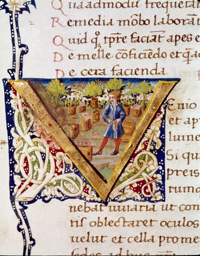 En biodlare och hans bikupor (miniatyr av Unknown artist