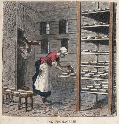 En ostfabrik. 1800-talsillustration. Bianchetti samling. av Unknown artist