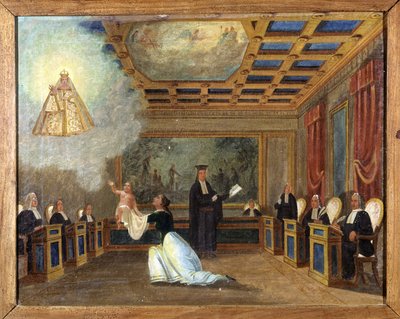 Ett barn ställt inför en domstol - ex-voto av Notre Dame de Laghet av Unknown artist