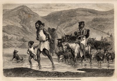 En familj av kabylenska herdar korsar wadi Djema för att gå till Beni Menguellet-marschen, den viktigaste i regionen; familjens överhuvud vågar sig först, följt av hans familj och hans besättning, fåren först och efter dem huvuddelen av boskapen. Eng av Unknown artist