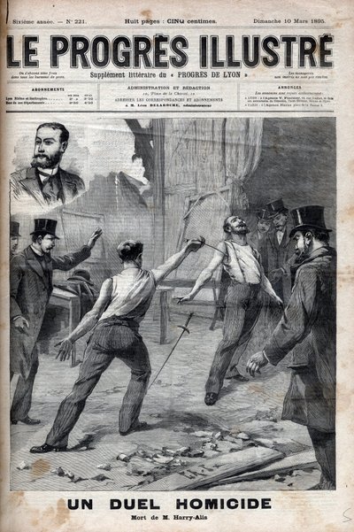 En mordduell - Den 1 mars 1895, en duell med talet mellan två medlemmar av Franska Afrikas kommitté, som tidigare var goda kamrater, Alfred Le Chatelier och Hippolyte Percher, alias Harry Alis, och denna av Unknown artist