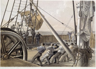 En enorm fläckboj drogs den 2 augusti 1858 - i "The Atlantic telegraph" av W. H. Russel, ca. 1860 av Unknown artist