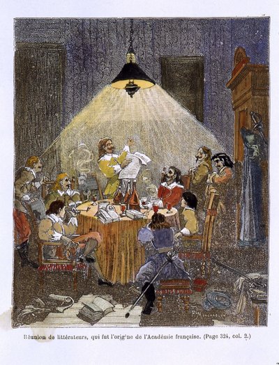 Ett litteraturmöte, som var ursprunget till den franska akademin av Unknown artist