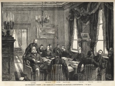 Ett möte för den europeiska konferensen i Konstantinopel Serbien-Bulgariska kriget, Turkiet - Serbo-Bulgariska kriget - Ett möte för den diplomatiska konferensen i Konstantinopel - 1885 - i det lysande universum 1886 (Alexander av Nalidov (Nelidoff) (1835- av Unknown artist