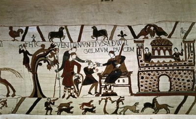 En budbärare till hertig Guillaume (1027 - 1087) - Bayeux gobeläng, känd som Broderi av drottning Mathilde av Unknown artist