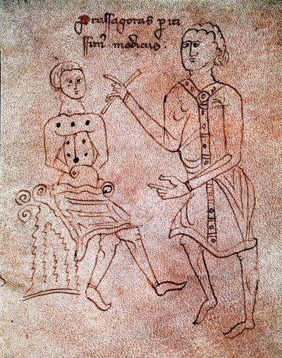 En neurolog undersöker nervsystemet hos en miniatyrpatient från manuskriptet "" De surgia"" 1200-talets Venedig Biblioteca Marciana av Unknown artist