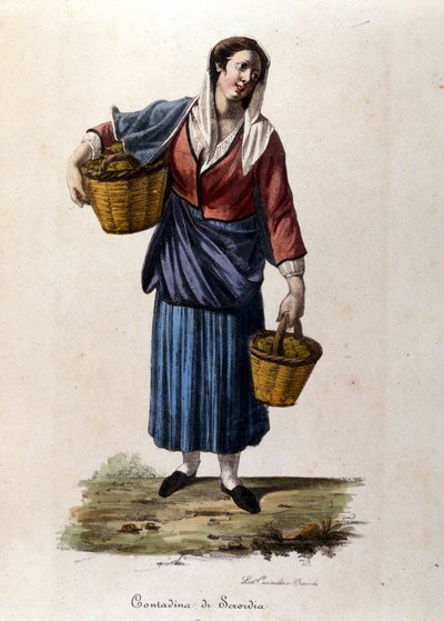 En bonde från staden Scordia på Sicilien Gravyr från 1800-talet av Unknown artist