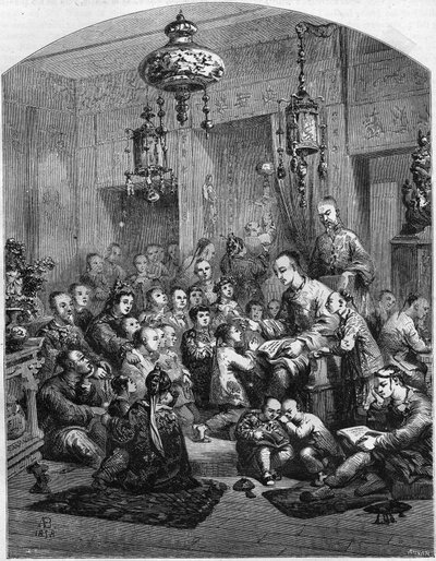 En skola i Kina 1858. av Unknown artist