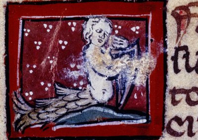 A Siren - Bestiary of the 14th Century. Milano, Bibliotek Trivulziana. av Unknown artist