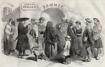 En gata i Valletta (Valletta) på ön Malta (Malta) 1857. av Unknown artist
