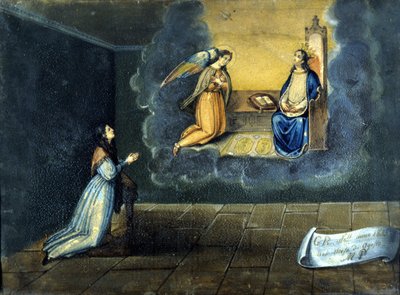 En ung kvinna ber. Ex voto från helgedomen Madonna delle Grazie de Monza. 1833. av Unknown artist