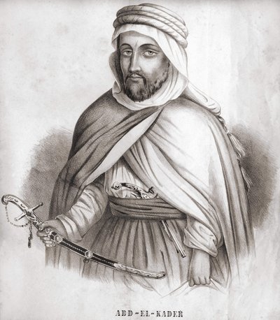 Abd al-Qadir (Abd al-Qadir) (1807-1883), arab Umair av dosen. av Unknown artist