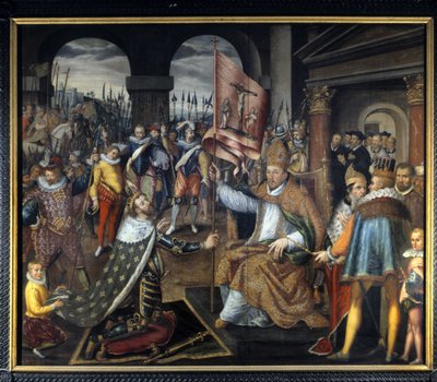Abjuration av Henrik IV (1553 - 1610) 1572 - anonym målning från 1500-talet, katedralen i Tournai av Unknown artist
