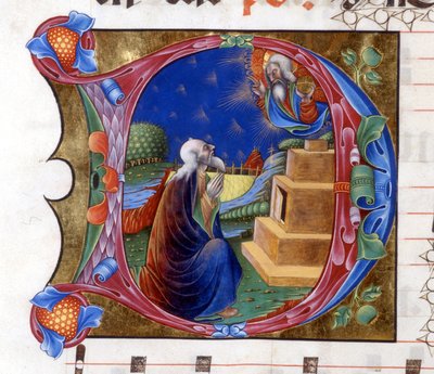 Abraham uppmanas av Herren att lämna sitt land. Miniatyr från en 1400-talskör ("civitatis" av Saint Augustine). Bibliotek i Lodi av Unknown artist
