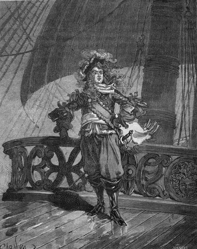 Amiral Tourville (Anne Hilarion av Costentin (Cotentin), greve av Tourville (1642-1701). på skeppet "Soleil Royal". Gravyr från 1800-talet. I "Histoire de France" av Jules Michelet av Unknown artist
