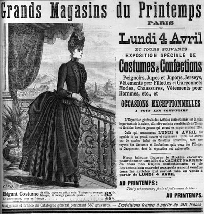 Reklam för varuhusen i Printemps i Paris, i Le Monde Illustrée 1887. av Unknown artist
