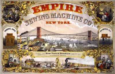 Reklam för symaskinen "Empire Sewing Machine, New York", ca. 1870. av Unknown artist