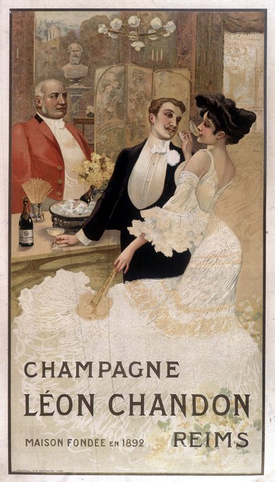 Reklamaffisch för Léon Chandon champagne, sent 1800-tal av Unknown artist