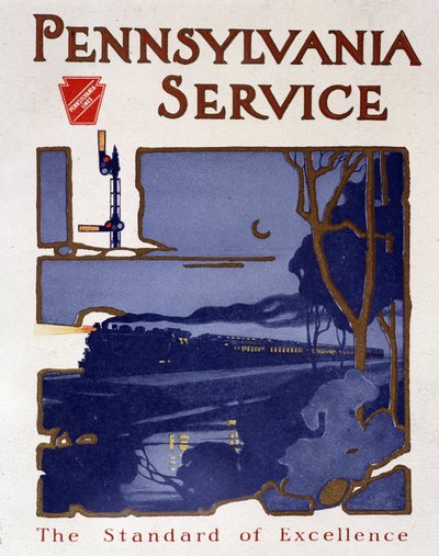 Reklamaffisch för Pennsylvania Service-tåg, sent 1800-tal av Unknown artist