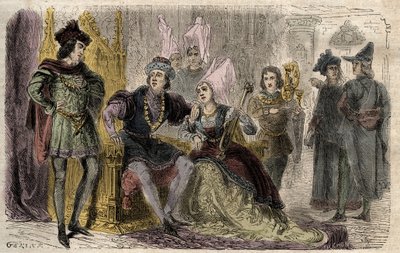Agnes Sorel (1422-1450) vid Charles VII:s hov - Agnes Sorel a la cour de Charles VII - gravyr i "Dictionnaire populaire illustrious" - 1864 - av Joseph Decembre och Edmond Allonier - av Unknown artist