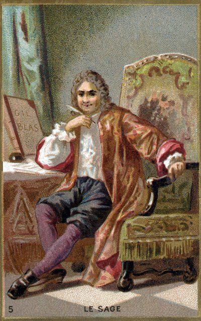 Alain Rene Lesage (Alain-Rene Le Sage) (1668-1747). 1800-talets kromolitografi. av Unknown artist
