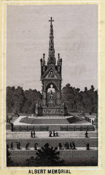 Albert Memorial, London, England. Sen 1800-tals kromolitografi. av Unknown artist