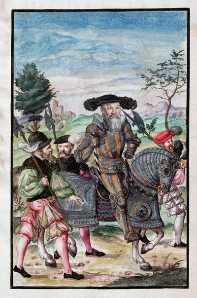 Albert de Brandebourg (Albrecht von Brandenburg-Ansbach) (1490-1568) - Albert, hertig av Preussen (Från: Krigsorden) - Anonym - 1555 - Akvarell och bläck på papper - 39x26 - Berlins statsbibliotek ©FineArtImages/Leemage av Unknown artist