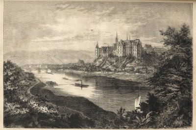 Albrechtsburg slott - Sachsen -Tyskland - Slottet Albrechtsburg i landet Sachsen i Tyskland - gravyr - 1866 av Unknown artist