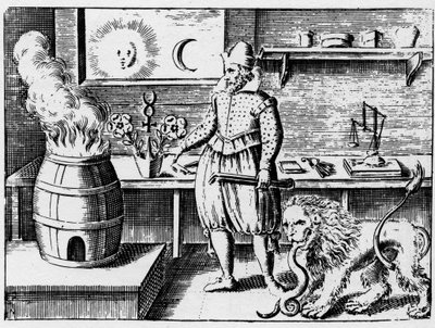 Alchimie - La flamamme - Gravyr från 1659 i "L