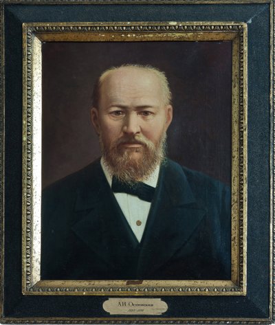 Alexandre Ostrovski - Porträtt av dramatikern Alexander N. Ostrovsky (1823-1886), Anonym. Olja på duk, andra hälften av 1800-talet, A. Ostrovskys statliga museum, Shchelykovo av Unknown artist