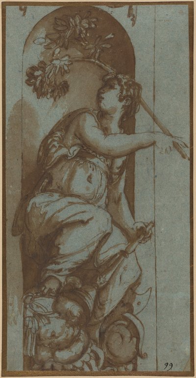 Allegory of Peace (penna och brunt bläck samt lavering på blått liggande papper; lagd) av Unknown Artist