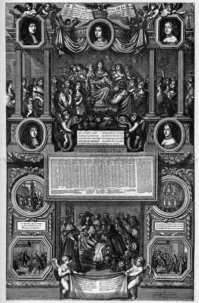 Almanach för år 1682 som representerar Dauphinens födelse (Louis de France känd som Grand Dauphin av Unknown artist