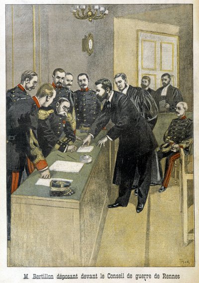 Alphonse Bertillon vittnar inför krigsrådet i Rennes (fallet Dreyfus) - i "" Le Petite Journal" av Unknown artist