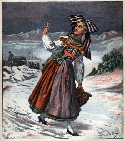 Alsacesk kvinna i regional dräktgravyr från 1892. av Unknown artist
