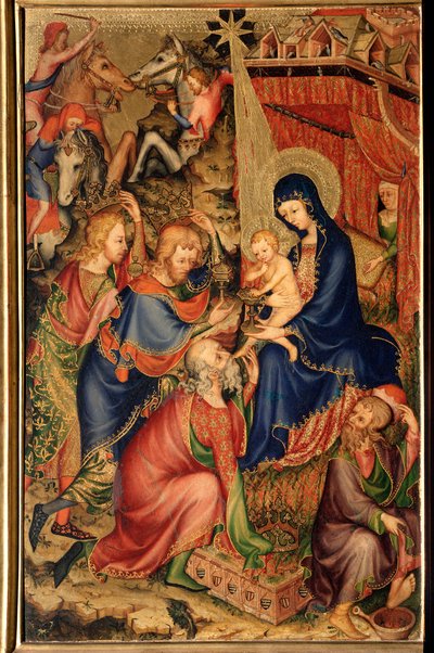 Altarolo del Bargello (Bargello altartavla) "" Tillbedjan av männen"" (Tillbedjan av männen) Anonym målning från 1300-talets Florens, Museo Nazionale del Bargello av Unknown artist