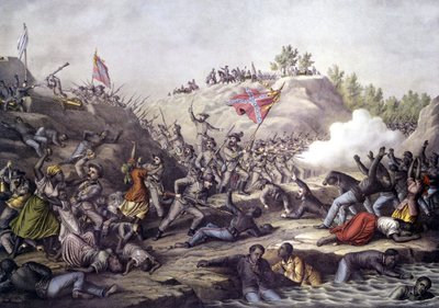 Amerikanska inbördeskriget (1861 - 1865): Slaget vid Fort Pillow, Tennessee, 12 april av Unknown artist