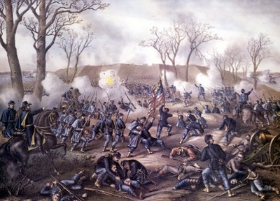 Amerikanska inbördeskriget (1861 - 1865): Första slaget vid Fort Donelson (Tennessee) 16 februari av Unknown artist