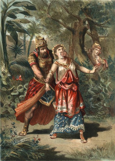 Amestris, hustru till Xerxes kung av perser, bortförs av en tjänare till Artaynte. i "" Skönhetskulten"" av Juan Justo Huguet, Molinas Hermanos redaktörer av Unknown artist