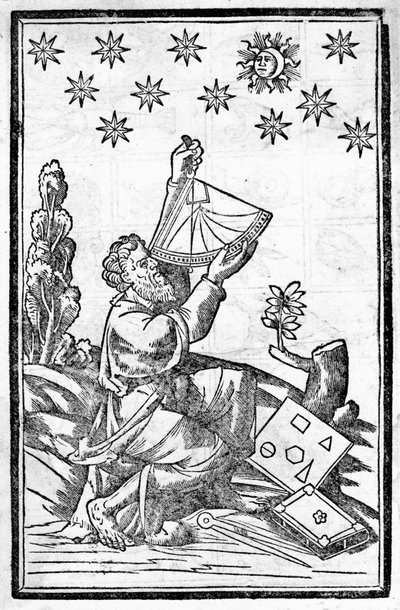 En astrolog mäter höjden under månförmörkelsen. av Unknown artist