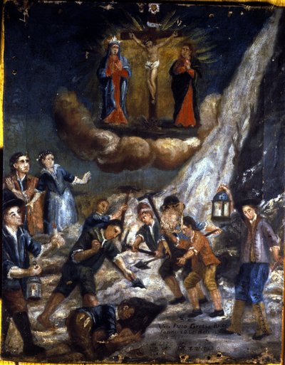 En lavin i bergen. av Unknown artist