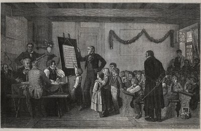 En tentamen på en schweizisk skola - gravyr i "La suisse" av Jules Gourdault av Unknown artist