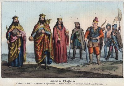 Forntida kung av Ungern - Attila (ca 395-453) - Bela I mästaren eller den vise (Bela I arpad känd som Bela the Bison eller Bela the Champion, ca 1015-1063) - Albert I av Tyskland (Albert I av Habsburg av Unknown artist
