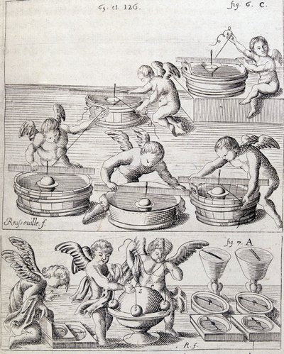 Angelots och komplement - i "en ny demonstration av jordens orörlighet som hävdas av magnetisk kraft" av Giacomo Grandamico av Unknown artist