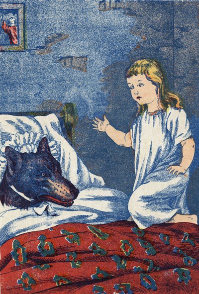 Anonym illustration till "Rödluvan", berättelse av Charles Perrault (1628-1703), fransk författare. Bildmaterial Marcel Vagne, Jarville Nancy, odaterat (slutet av 1800-talet). av Unknown artist
